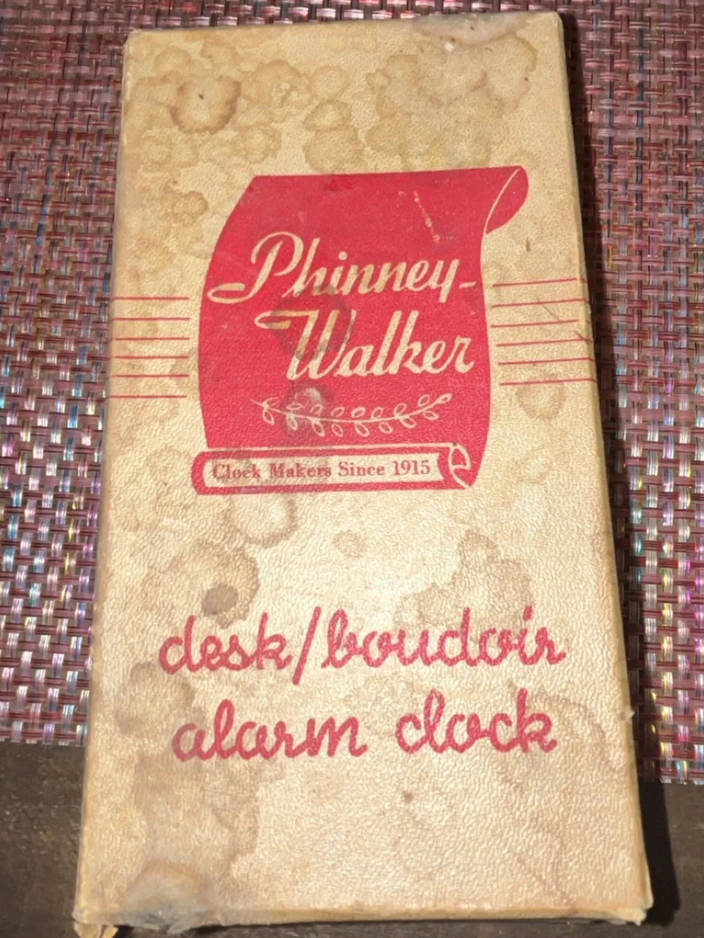 RARE VINTAGE Phinney-Walker PW 205 desk/boudoir alarm clock box